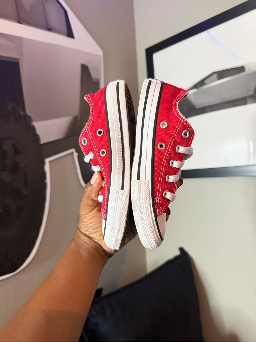 Converse Kids Low Top Canvas Sneakers in Red with White Accents